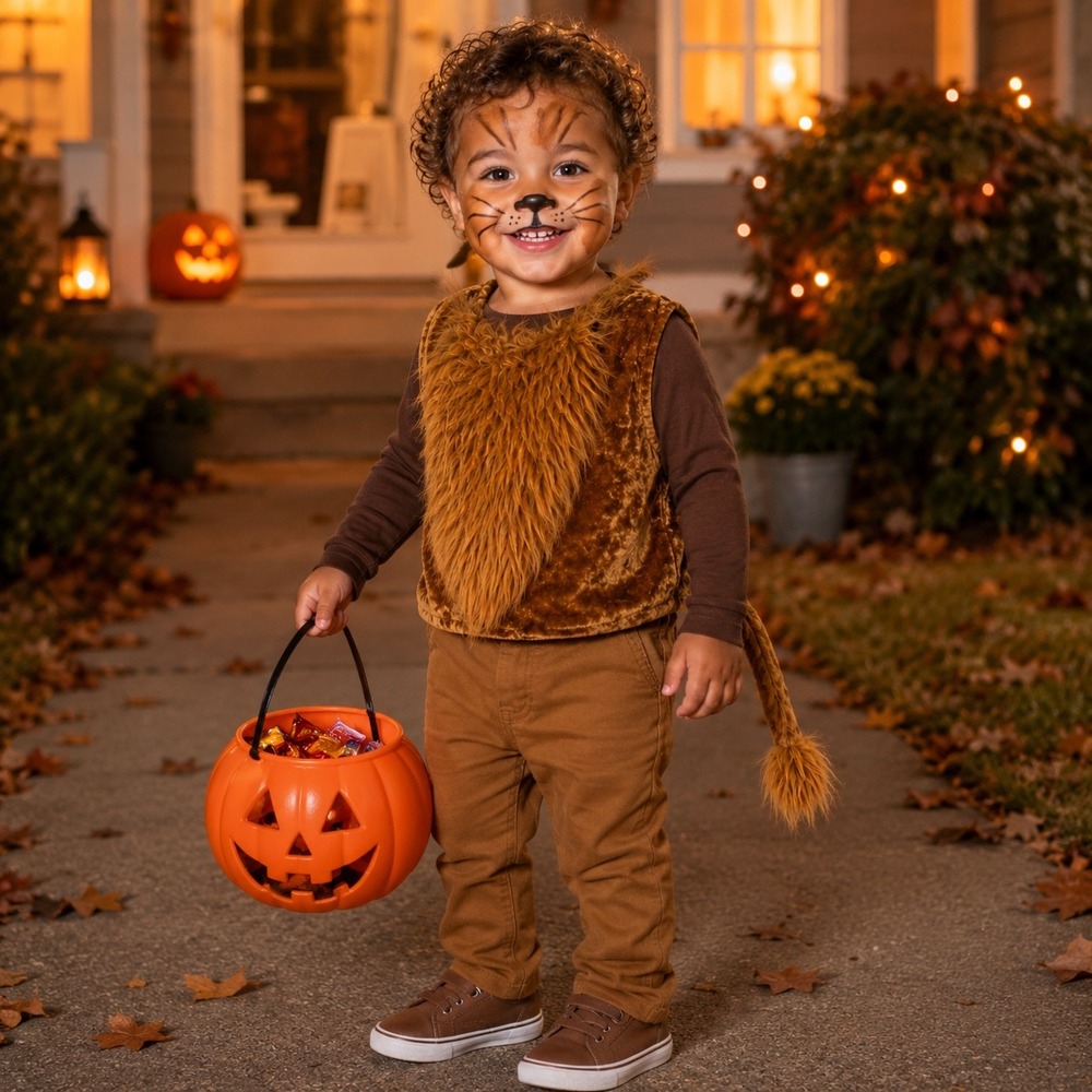 Toys R Us Lion Costume Toddler 3T Plush Vest Tail Halloween Animal Dress Up